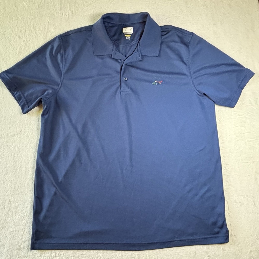 Greg Norman Men's Polo Shirt Size 2XL Blue Play Dry Shirt Embroidered Logo